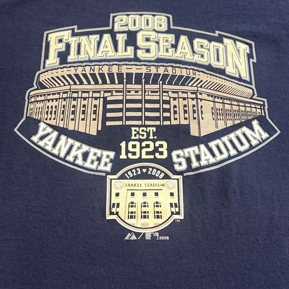 New York Yankees Yankee Stadium Final Season 2008 Souvenir Blue T Shirt Size XL - Picture 2 of 4